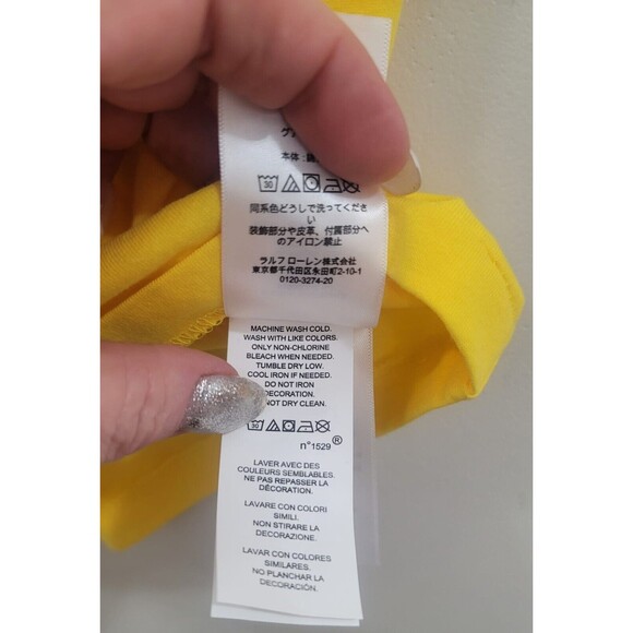 Polo Ralph Lauren NWT Men's T-Shirt Graphic Yellow Colourblock Stacked Sz.M - Picture 8 of 8